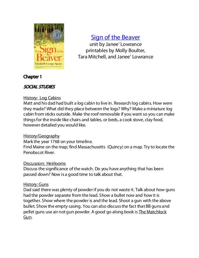 sign of the beaver essay questions